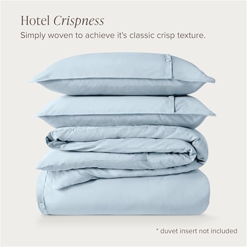 Bare Home 100% Organic Cotton Percale Duvet Cover Set (King, Winter Blue)