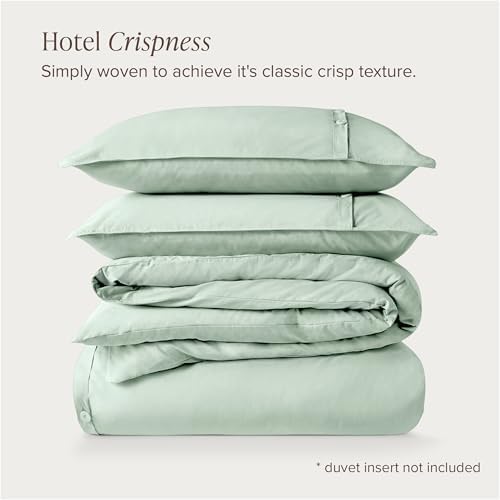 Bare Home 100% Organic Cotton Percale Duvet Cover Set (Queen, Willow)
