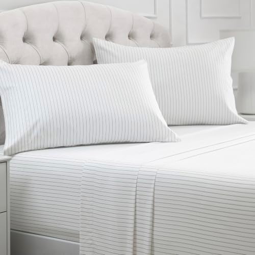 Mellanni Iconic 4-Piece, Ultra Soft Sheet Set (Queen, Pinstripe Gray)