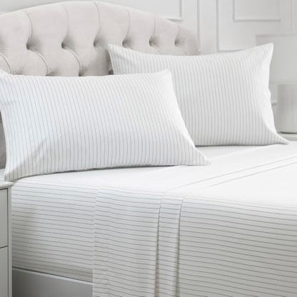 Mellanni Iconic 4-Piece, Ultra Soft Sheet Set (Cal King, Pinstripe Gray)