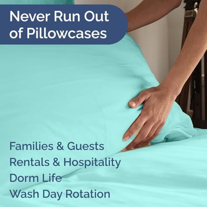 Queen Pillow Cases Set of 6 - Ultra Soft Cozy Pillowcase Covers - Spa Blue