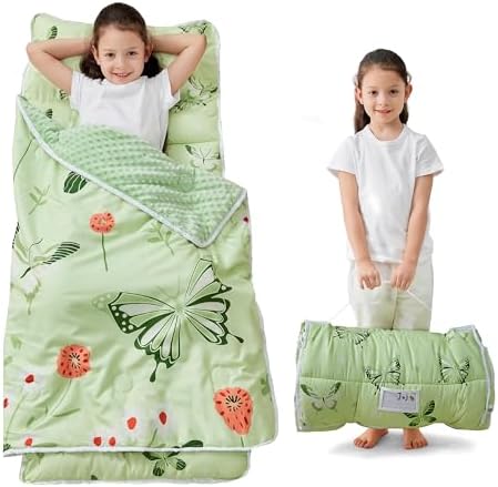 Lasoftan Toddler Nap Mat with Pillow and Blanket, Extra Large Rolled Napping Mats,Slumber Bags for Boys Girls,Kids Sleeping Bag for Daycare, Preschool Travel Camping