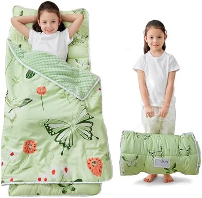 Lasoftan Toddler Nap Mat with Pillow and Blanket, Extra Large Rolled Napping Mats,Slumber Bags for Boys Girls,Kids Sleeping Bag for Daycare, Preschool Travel Camping
