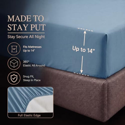 CozyLux Twin XL Comforter Set Grayish Blue, 5 Pieces Pintuck Bed in a Bag