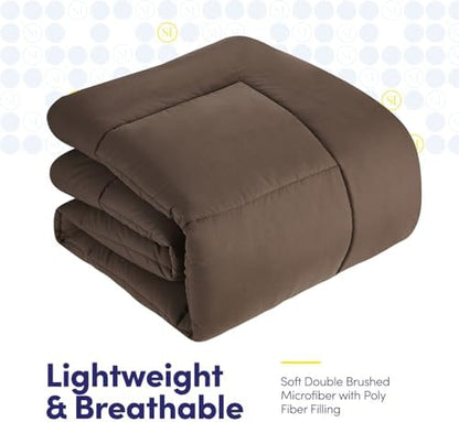 King Size Comforter Set with Sheets - 7-Piece Bedding Collection - 1 Comforter, 1 Fitted Sheet, 1 Flat, 4 Pillowcases - Deep Pocket - Soft & Premium Quality - Ideal for All Seasons, Chocolate Brown