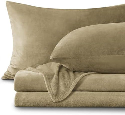 BEDELITE Flannel Sheets Queen Size, Camel, 4 Pieces