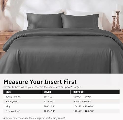 California Design Den Luxury Twin XL Duvet Cover Set, Grey