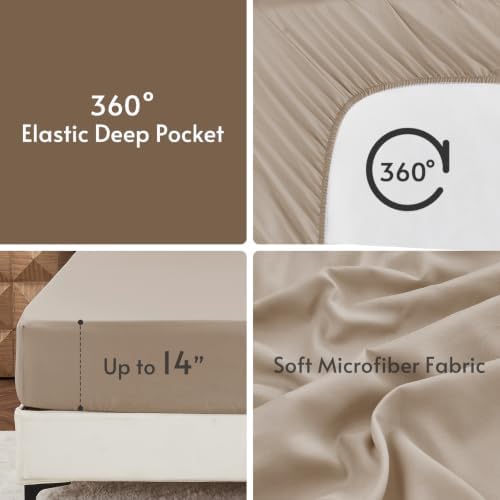 MUXHOMO 5 Pieces Twin Comforter Set, Reversible Bed in a Bag Twin Size, All Season Bedding Set with Comforter, Flat Sheet, Fitted Sheet, Pillowcases & Shams, Light Brown & Dark Linen