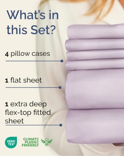 Extra Deep Flex Top Split Head King Sheet Set - 6pc Sheets - Light Lavender