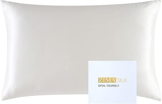 ZIMASILK 25 Momme 100% Pure Mulberry Silk Pillowcase for Hair and Skin Care, Highest Grade 6A Pillow Cases for Women, Long-Lasting Durablity, Gift for Women Men, 1Pc (Queen 20"x30", Ivory)