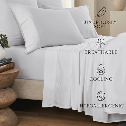KARISSA MAE 6 Piece Luxury Bamboo Viscose 34" Split Top King Size Sheet Set