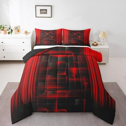 Feelyou Kids Red and Black Comforter Set Ombre Bedding Set Twin Size
