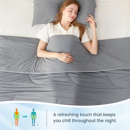 Cozy Bliss Cooling Comforter Cali King Size, Reversible Lightweight Cooling Blankets for Hot Sleepers and Night Sweats, Q-Max>0.45 Soft Breathable Silky Smooth Summer Comforter, Dark Grey, 106"x96"