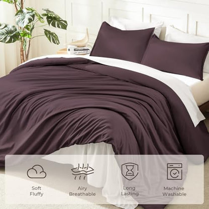 Litanika Plum Comforter Full Size, 3 Pieces Lightweight Solid Bed Set