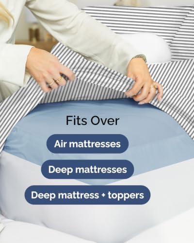 Extra Deep Flex Top Split Head King Sheet Set - 6pc Sheets - Grey Stripes