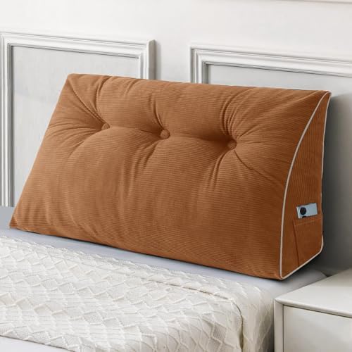 Sasttie Headboard Pillow Twin/Twin XL, Wedge Pillow Headboard, Caramel