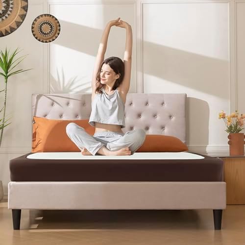 Box Spring Cover King Size-Brown Stretch Wrap Around 4 Sided Bed Skirt