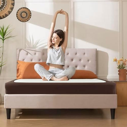 Box Spring Cover King Size-Brown Stretch Wrap Around 4 Sided Bed Skirt