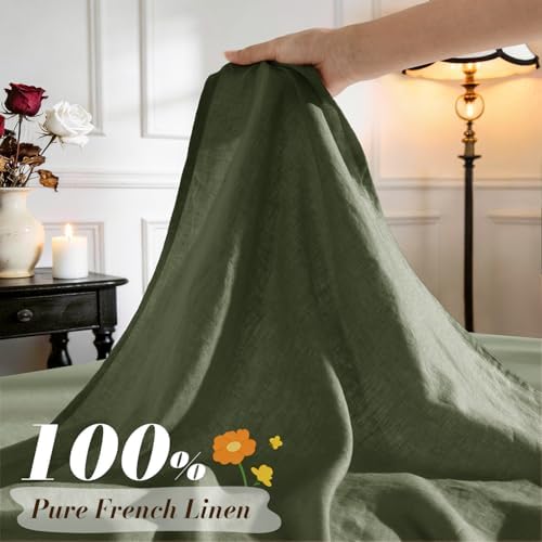 SONORO KATE 100% French Linen Full Size Sheets Set,Natural Flax Bedding