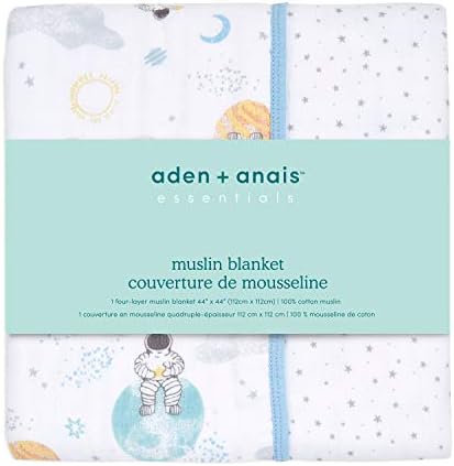 aden + anais essentials Dream Blanket, Muslin Baby Blankets for Girls & Boys, Ideal Lightweight Newborn Nursery & Crib Blanket, Unisex Toddler & Infant Bedding, Shower & Registry Gift, Space Explorers