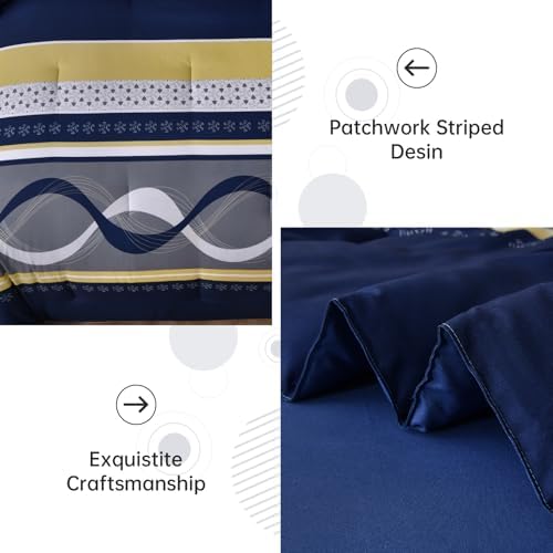 Anibedding Striped Comforter Set California King Size,8 Pieces Bed in a Bag