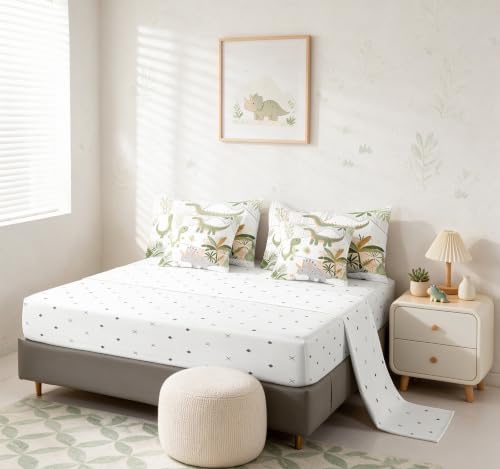 Feelyou Cute Dinosaur 7 Piece Bedding Set Full Size for Kids Teens