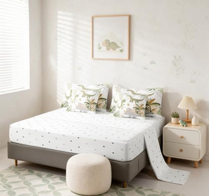 Feelyou Cute Dinosaur 7 Piece Bedding Set Full Size for Kids Teens