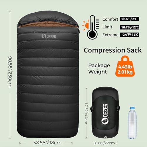 XL Down Sleeping Bag for Adults, 600 Fill Power Backpacking