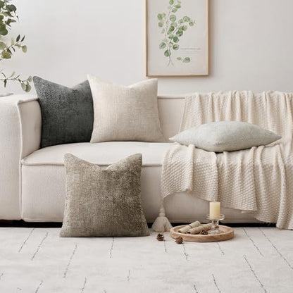 MIULEE Decorative Couch Throw Pillow Covers 18x18 Inch Dark Gray 2 Pack