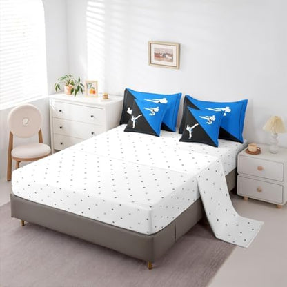 Castle Fairy 7 Pieces Taekwondo Comforter Set for Kids Black Blue Bedding Set Queen Size,Japanese Style Comforter for Boys Girls Adult Kungfu Super Soft Fade Resistant Microfiber Bedding