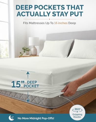 Casa Platino Twin Percale Sheet Set– 4 Piece 100% Cotton Sheet Set Twin, with 15” Deep Pocket Fitted Sheet, Crisp Weave for Cool Cozy Sleep, Soft & Breathable, Everyday Essential Sheets – Silver