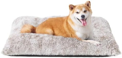 EHEYCIGA Fluffy Dog Crate Bed for Large Dogs, Plush Faux Fur Pad, Brown