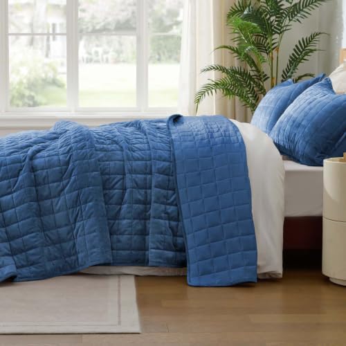BEDELITE Velvet Quilt Set Queen Size, Luxury Velvet Comforter Bedding