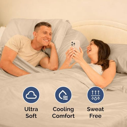 Flex Top Split Head King 4 Piece Sheet Set - Ultra-Soft, Breathable - Cream
