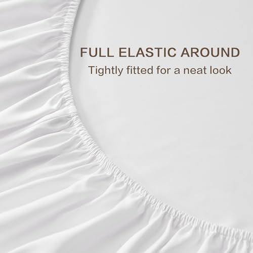 Andency White Full Sheets Set 100% Viscose Derived from Bamboo