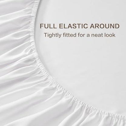 Andency White Full Sheets Set 100% Viscose Derived from Bamboo