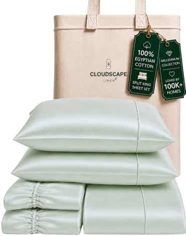 Cloud Scape Millennium Series 100% Egyptian Cotton Sheet Split King,Mineral