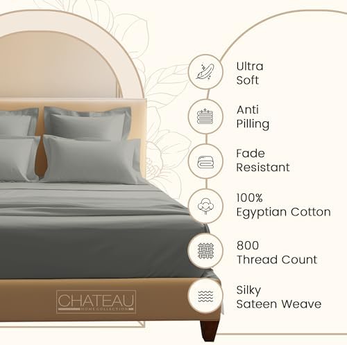 Egyptian Cotton Sheets Full Size Bed Set, 4PC Cotton Full Sheet Set -Silver