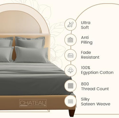 800TC Silky Soft Cotton Twin Size Sheets, 3-Piece Twin Sheets Cotton,Silver