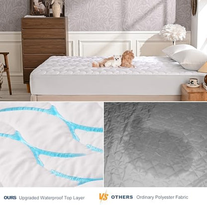 GRT Twin XL Mattress Protector, 100% Waterproof Mattress Protector Twin XLong with Dual-Layers Protection, Noiseless Quilted Fitted Mattress Pad Cover with 8"-26" Deep Pocket