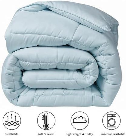 COHOME Oversized Queen Size Comforter, All-Season Quilted Down Alternative Duvet Insert, Luxury Hotel GentleSoft Comforter with Anti-Clump Tech & 8 Tabs - Reversible - Aqua 98 x98 inches