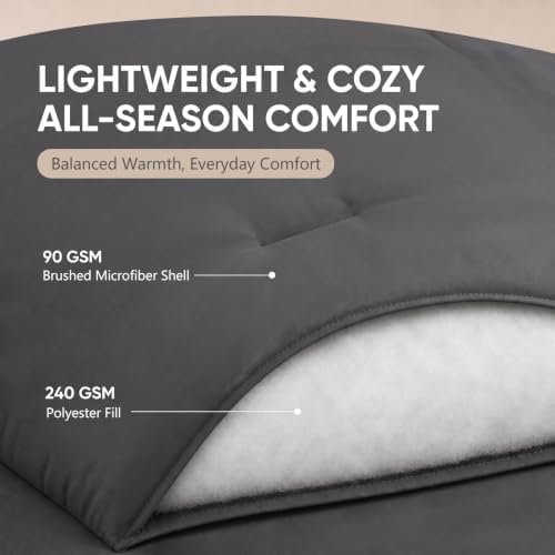 HIMEET California King Comforter Set, 7-Piece Point-Quilted, Dark Grey