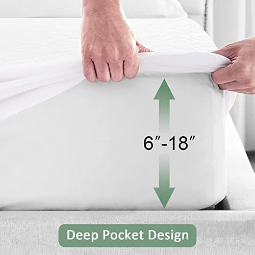 Sufdari King Waterproof Mattress Protector, Waterproof Mattress Cover,Breathable & Noiseless Mattress Pad, Waterproof Quilted Fitted Sheet Fits Up to 8-18" Deep Pocket