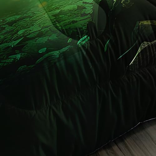 Green Soccer Bedding Comforter Set Twin Size with 2 Pillowcases.