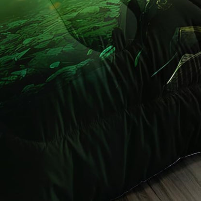 Green Soccer Bedding Comforter Set Twin Size with 2 Pillowcases.