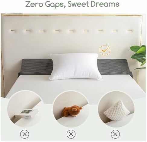 HIGOGOGO Queen Size Wedge Pillow for Headboard Gap - Multi Functional Mattress Wedge Bed Gap Filler Close The Gap (0-7") Between Your Mattress and Headboard or Wall (Grey, 60"x9"x7")