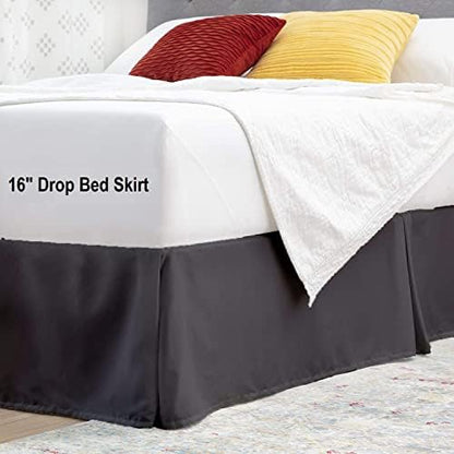 Super Soft 800-TC Split Corners Full Size Bed Skirt - 54x75+16-Inch Tailored Drop Easy Fit - Bed Skirt for Full Beds - Center & Corner Pleats Wrinkle & Fade Resistance