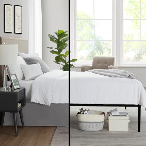Nestl Grey Bed Skirt Queen Size - Queen Bed Skirt 14 Inch Drop - Brushed Microfiber Bed Skirts - Hotel Quality Pleated Bed Skirt - Shrinkage & Fade Resistant (Pack of 2)