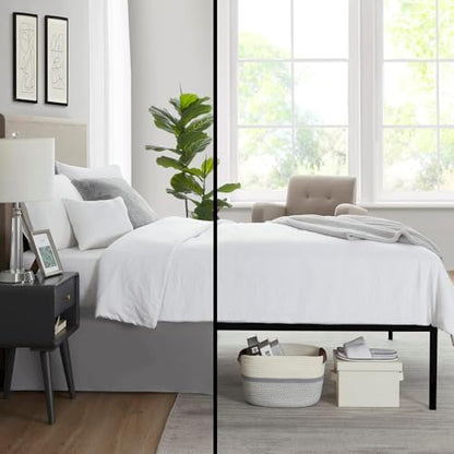 Nestl Grey Bed Skirt Queen Size - Queen Bed Skirt 14 Inch Drop - Brushed Microfiber Bed Skirts - Hotel Quality Pleated Bed Skirt - Shrinkage & Fade Resistant (Pack of 2)