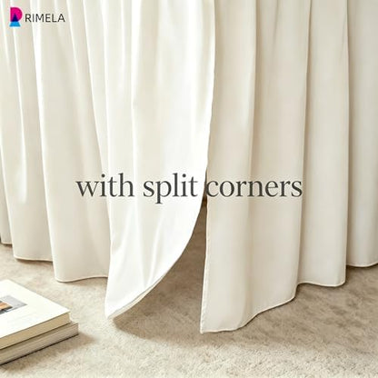 Dorm Room Bed Skirt Twin XL 42" Drop, College Split Corner Bedskirt, Ivory